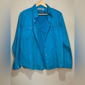Women's Teal Button-Up Shirt with Tank Top sz 2 (12/14 Large)
